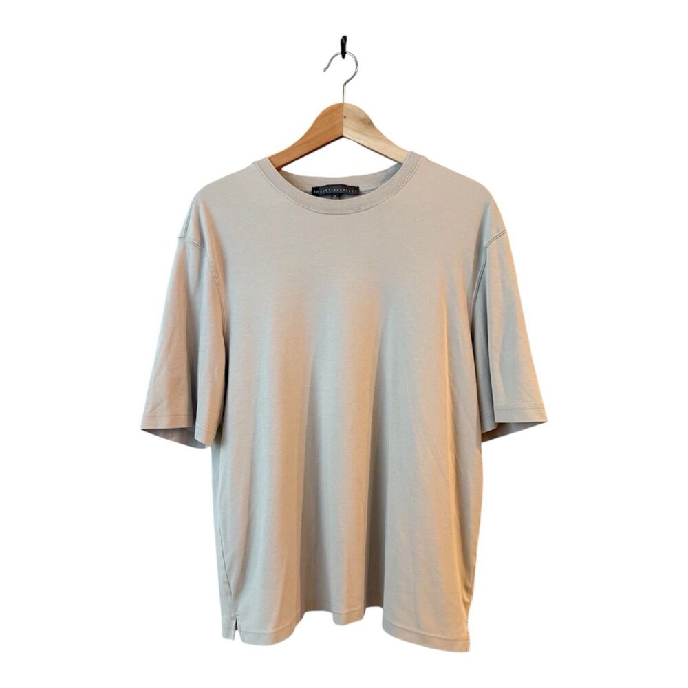 Robert Barakett Beige Tan Pima Cotton Short Sleeve Crew Neck Tee Men's Size XL